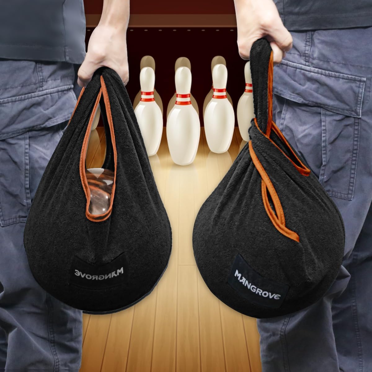 Mangrove Bowling Ball Polisher, Microfiber Bowling Towel See-Saw for Bowlers, Large Washable Bowling Shammy Seesaw, Ball Cleaner Holder Bag