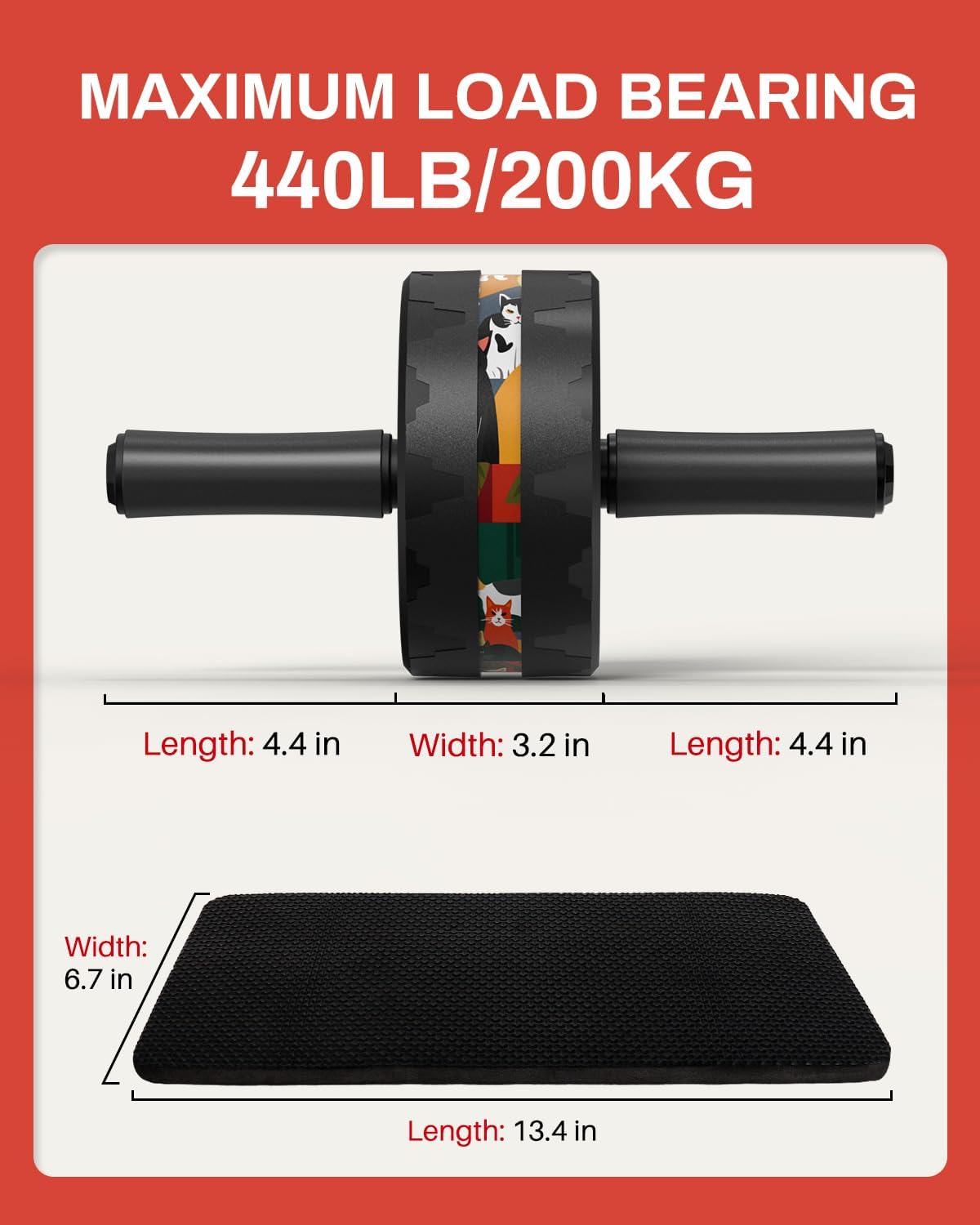 VINSGUIR Ab Roller Wheel, Abs & Core Workout Equipment for Home Gym with Knee Pad Accessories, Abdominal Wheel for Full-body Strength Training