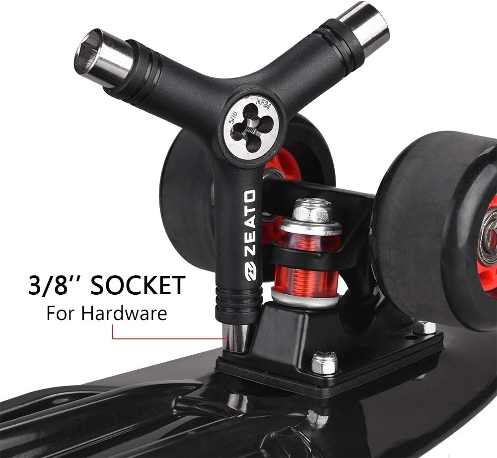 All-in-One Skate Tools Multi-Function Portable Skateboard T Tool Accessory with T-Type Allen Key and L-Type Phillips Head Wrench Screwdriver