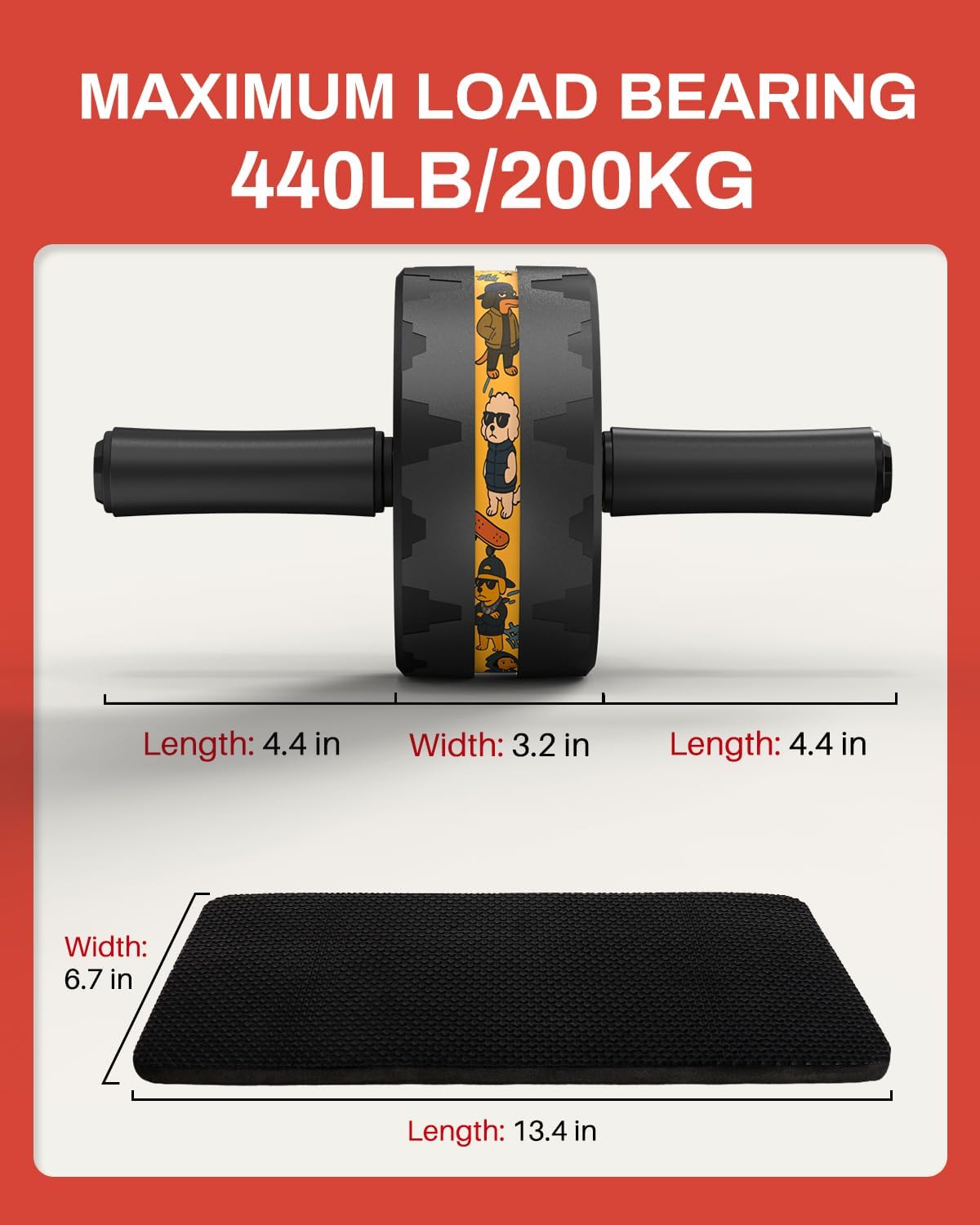 VINSGUIR Ab Roller Wheel, Abs & Core Workout Equipment for Home Gym with Knee Pad Accessories, Abdominal Wheel for Full-body Strength Training