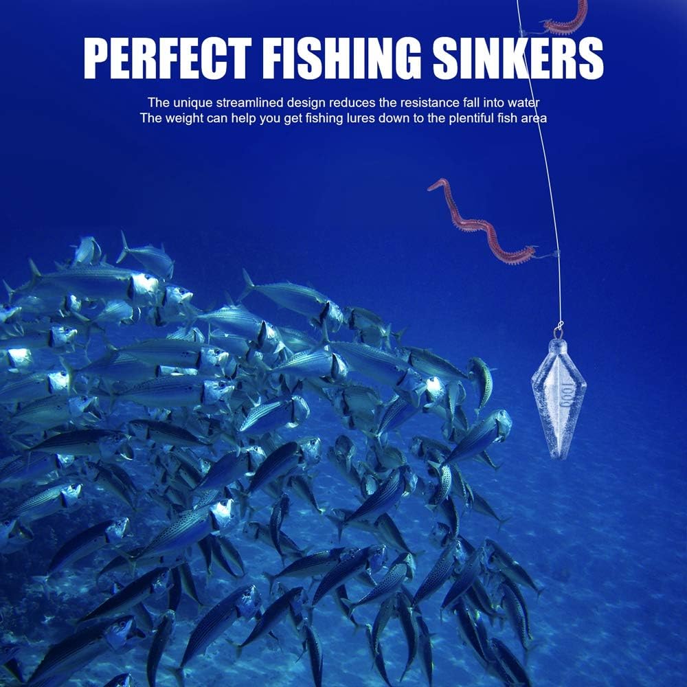 50Pcs Fishing Sinkers Weights Kit Worm Fishing Sinker Weight Bullet Lead Sinkers Fishing Set