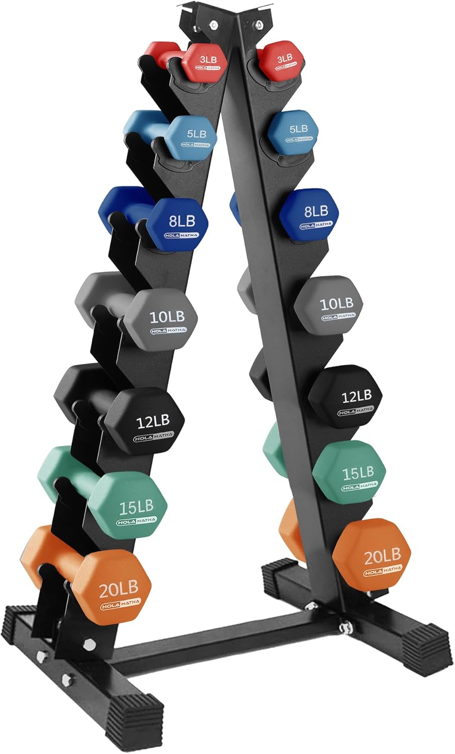 HolaHatha Neoprene Dumbbell Free Hand Weight Set with Rack, Ideal for Home Exercises to Gain Tone and Definition
