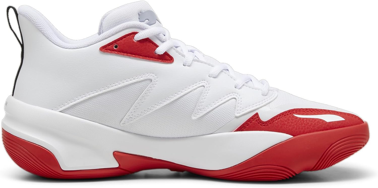 PUMA Men's Genetics Basketball Shoes, Black-for All Time Red, 14