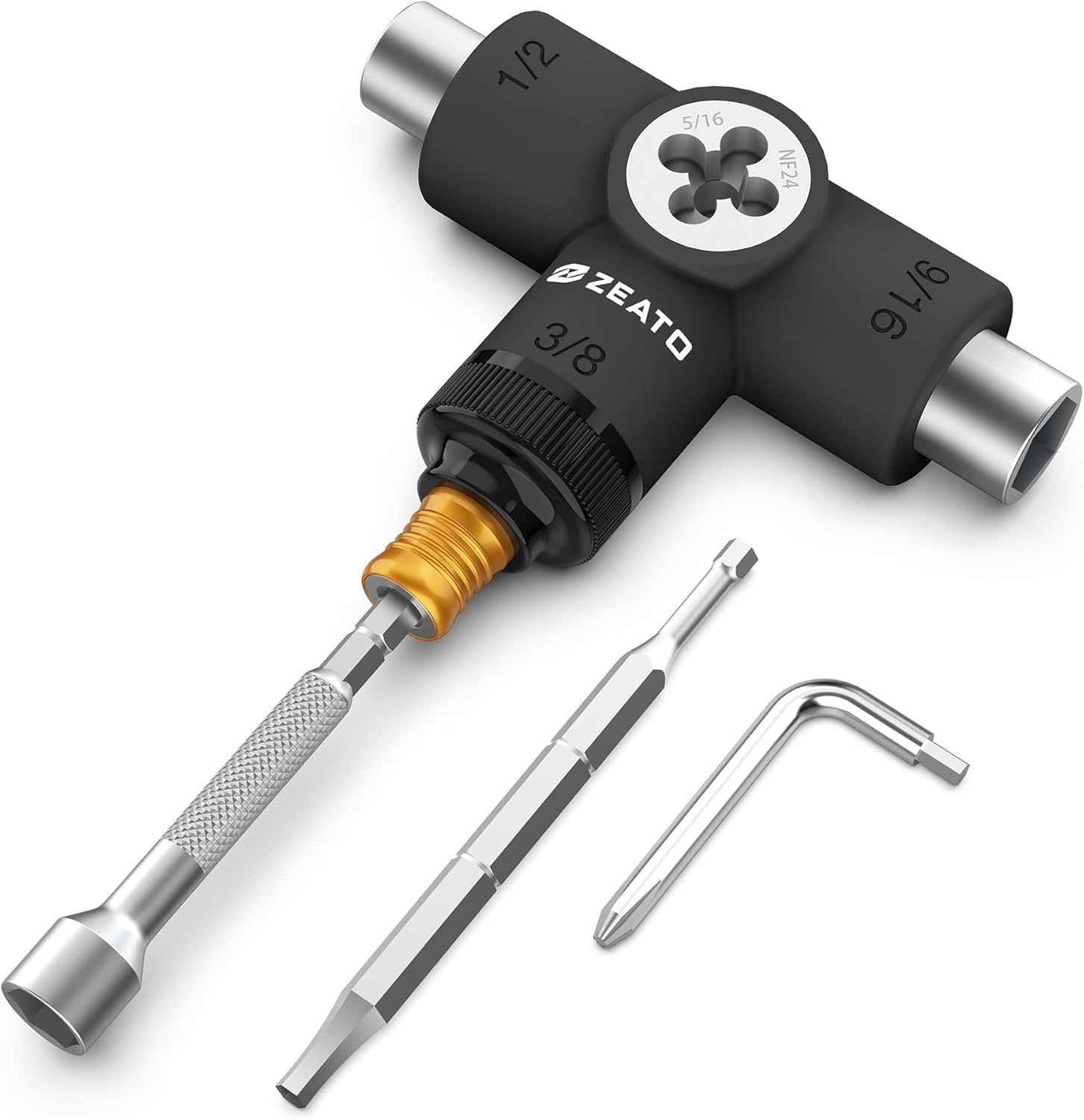 All-in-One Skate Tools Multi-Function Portable Skateboard T Tool Accessory with T-Type Allen Key and L-Type Phillips Head Wrench Screwdriver