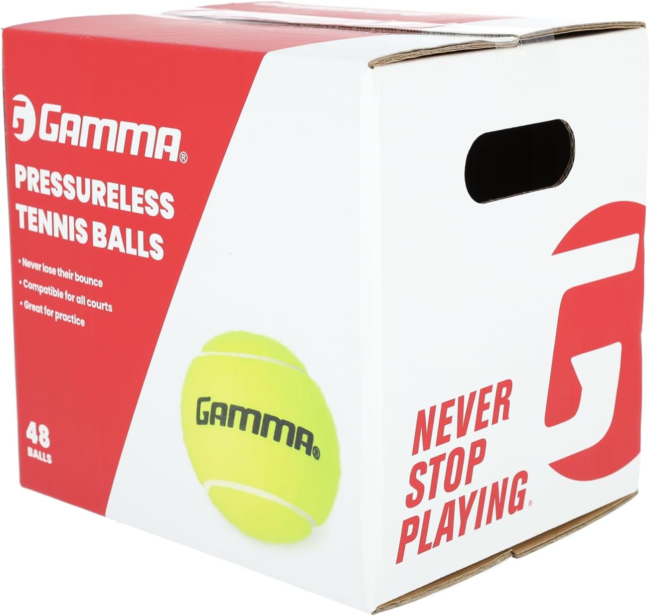 GAMMA Sports Pressureless Tennis Balls Box - Ideal for Practice, Teaching, and Training with High-Visbility Felt - Indoor and Outdoor Court Play - 48 and 75 Pack Sizes