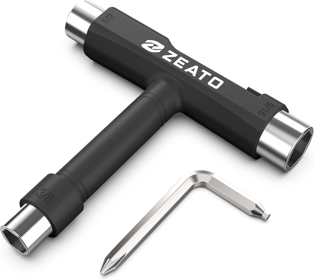 All-in-One Skate Tools Multi-Function Portable Skateboard T Tool Accessory with T-Type Allen Key and L-Type Phillips Head Wrench Screwdriver