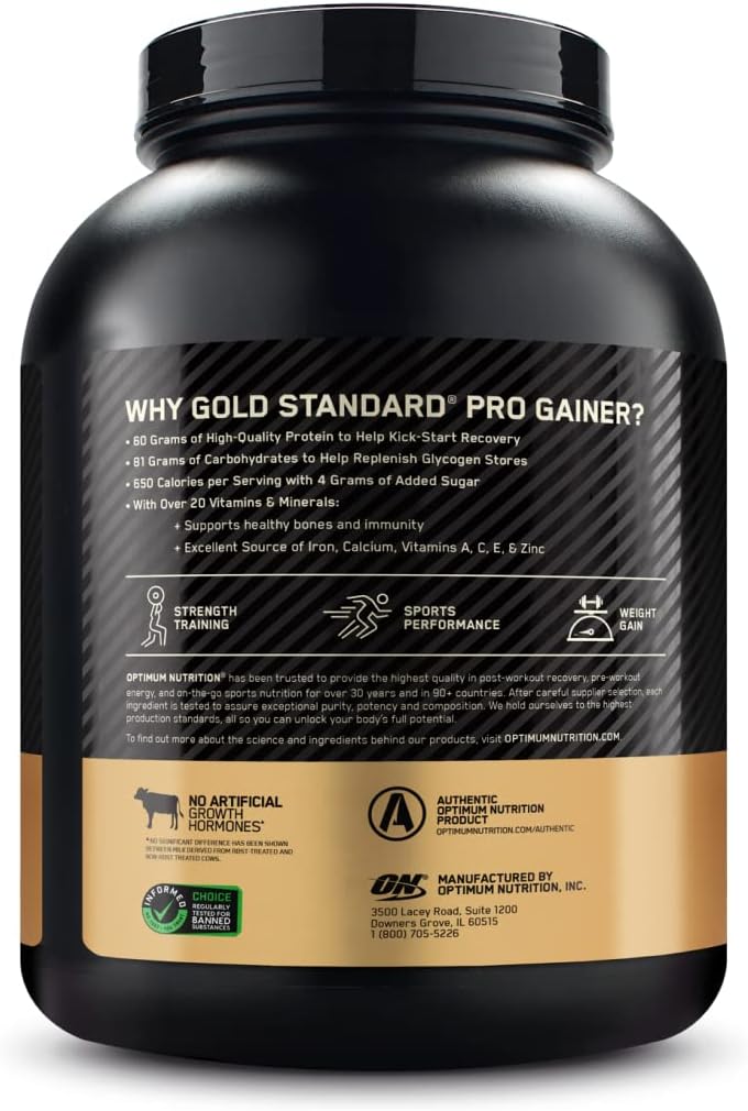 Optimum Nutrition Gold Standard Pro Gainer, Weight Gainer Protein Powder, Double Chocolate, 10.19 Pounds (Packaging May Vary)