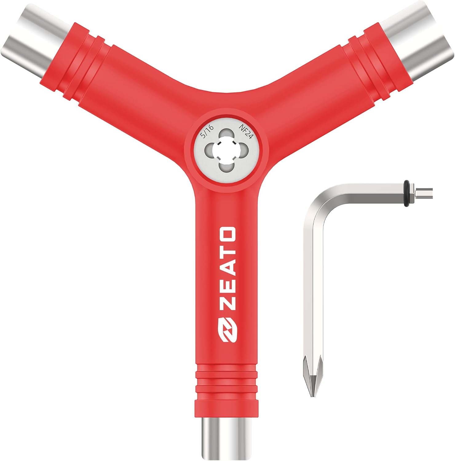 All-in-One Skate Tools Multi-Function Portable Skateboard T Tool Accessory with T-Type Allen Key and L-Type Phillips Head Wrench Screwdriver