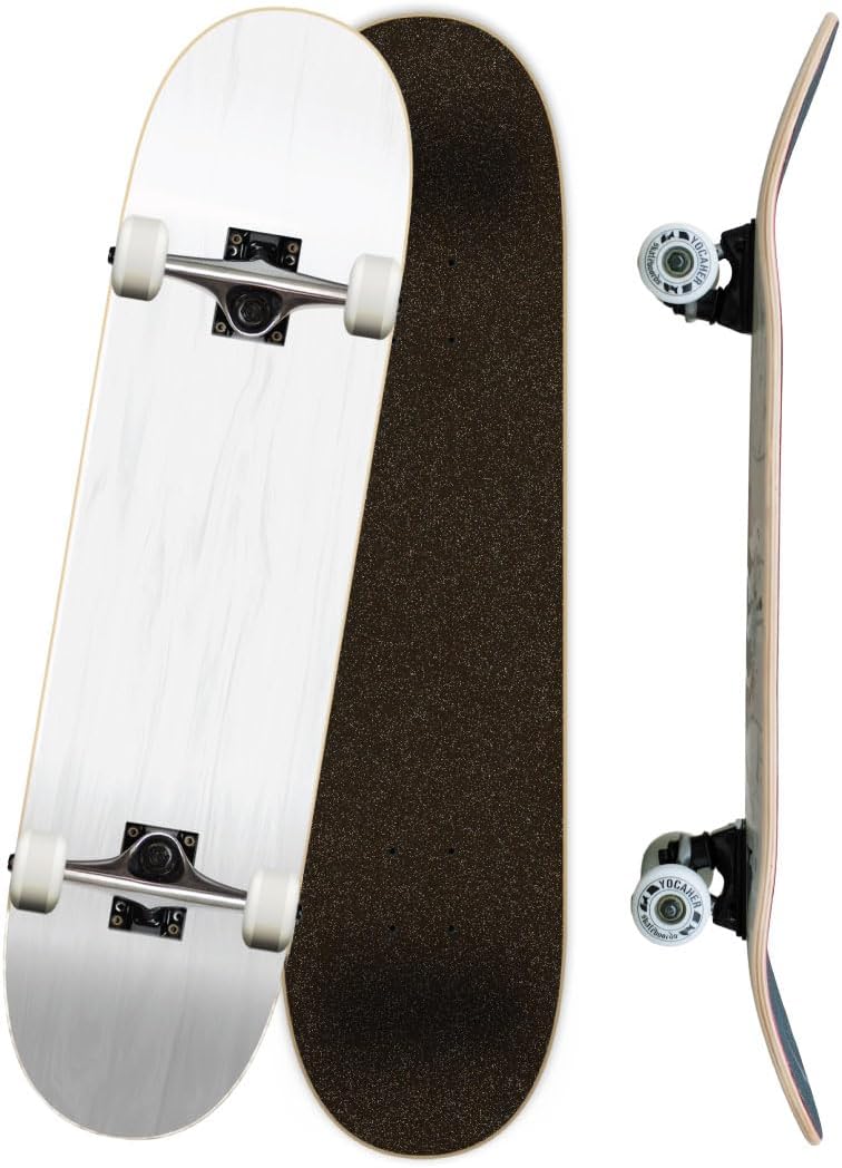 Yocaher Pro Skateboards Blank, Checker, Camo Professional Complete Skateboard 7.75" w/ 7Ply Maple Deck, Aluminum Alloy Truck, ABEC-9 Bearing, 54mm Skateboard Wheels, Concave Cruiser Trick Skateboard
