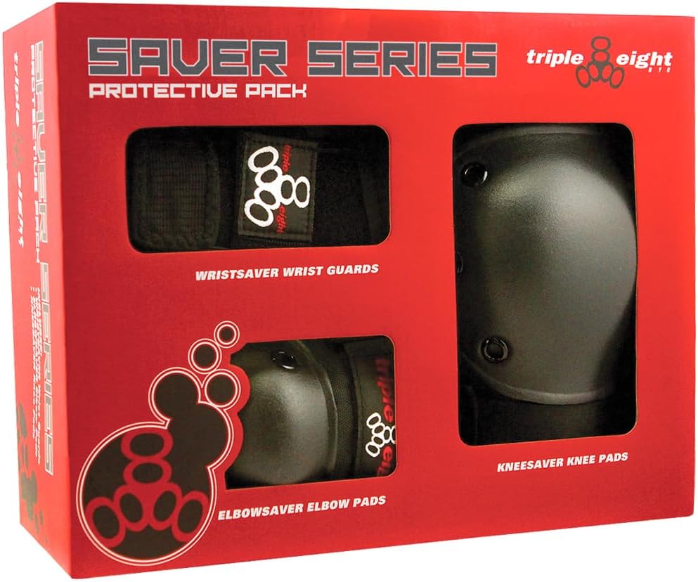 Triple Eight Saver Series 3-Pack Pad Set– Ideal for Skateboarding, In-line Skating, Roller Skating, and Biking