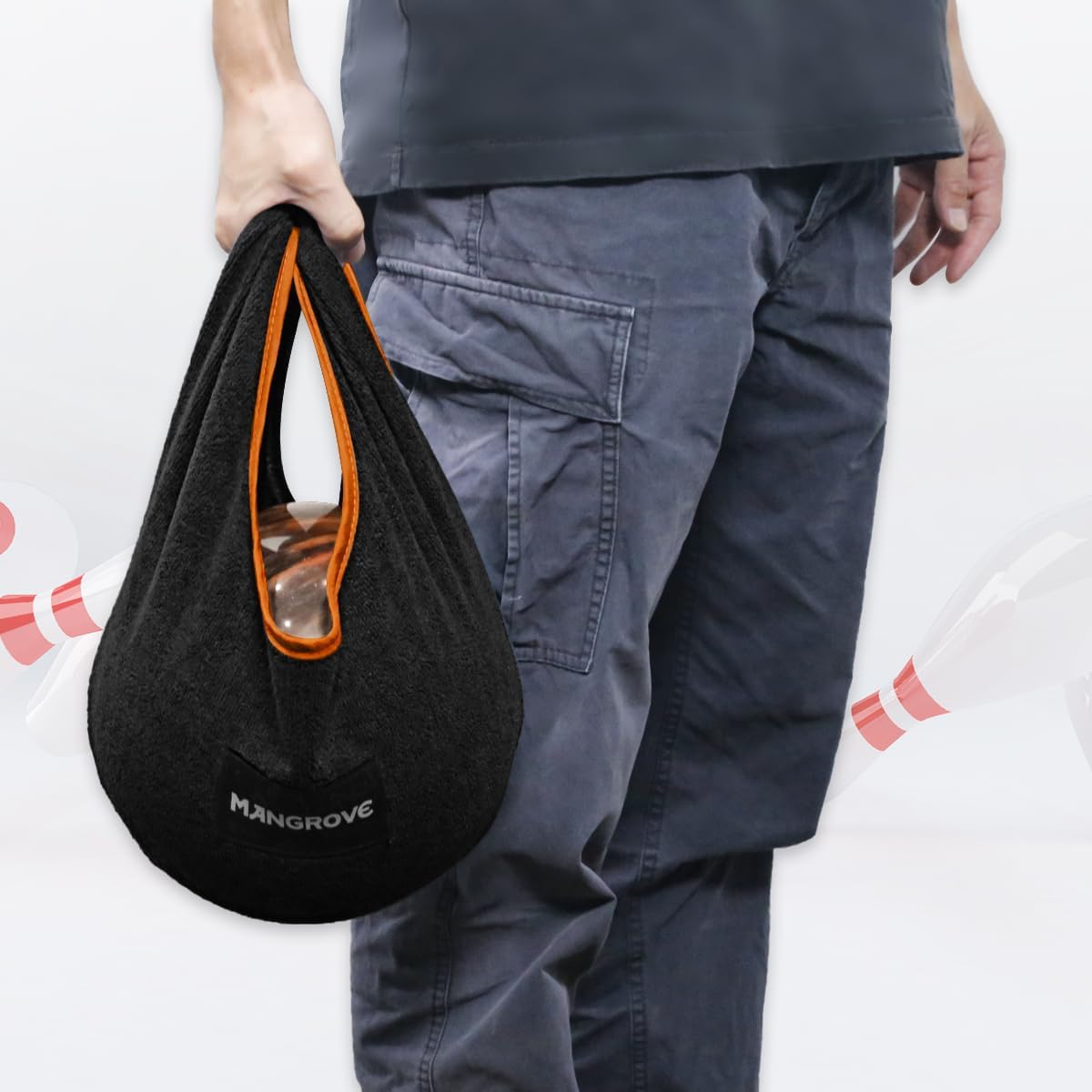 Mangrove Bowling Ball Polisher, Microfiber Bowling Towel See-Saw for Bowlers, Large Washable Bowling Shammy Seesaw, Ball Cleaner Holder Bag
