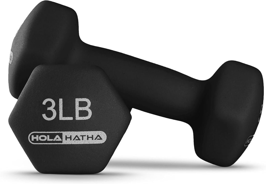 HolaHatha Neoprene Dumbbell Free Hand Weight Set with Rack, Ideal for Home Exercises to Gain Tone and Definition