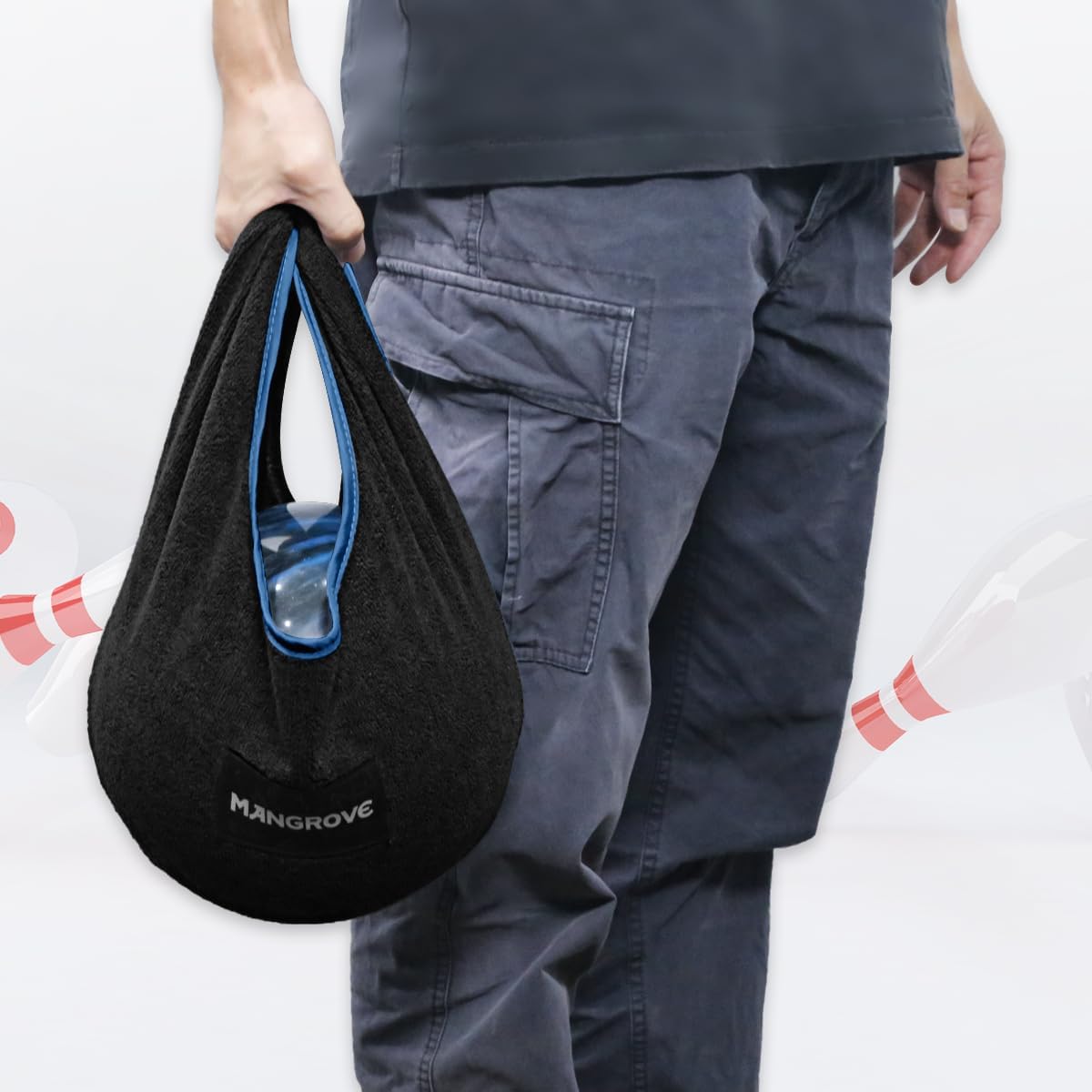 Mangrove Bowling Ball Polisher, Microfiber Bowling Towel See-Saw for Bowlers, Large Washable Bowling Shammy Seesaw, Ball Cleaner Holder Bag