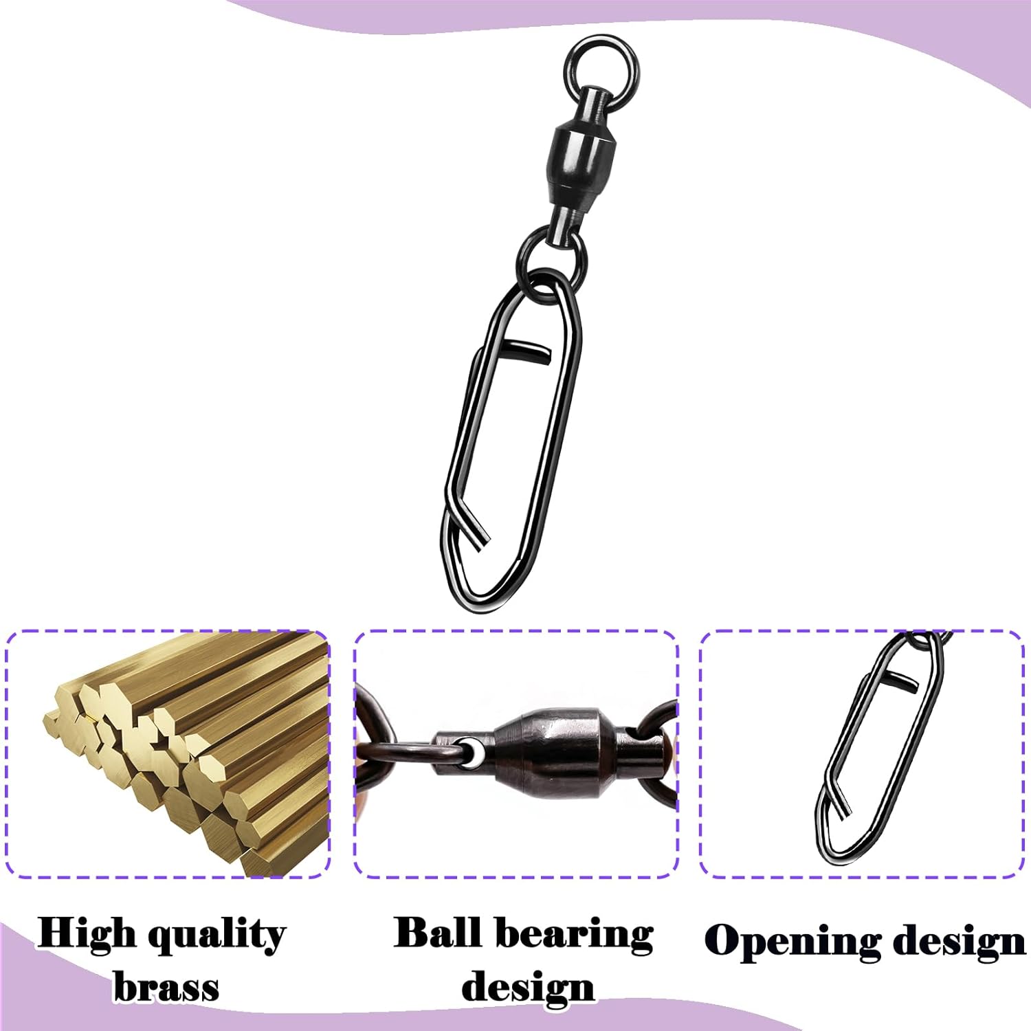 Ball Bearing Snap Swivels 25Pcs Fishing Clips Quick Change Connector Stainless Steel Terminal Tackle for Saltwater Freshwater Size 0# 1# 2# 3# 4# 5#