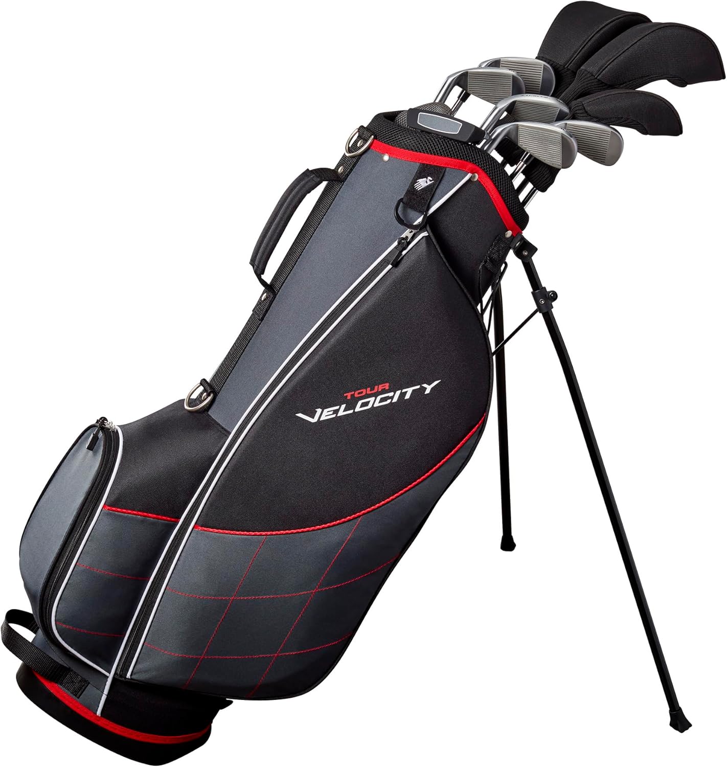 Wilson Tour Velocity Complete Golf Set with Stand Bag - Men's Right Hand, Regular Flex, Black/Red