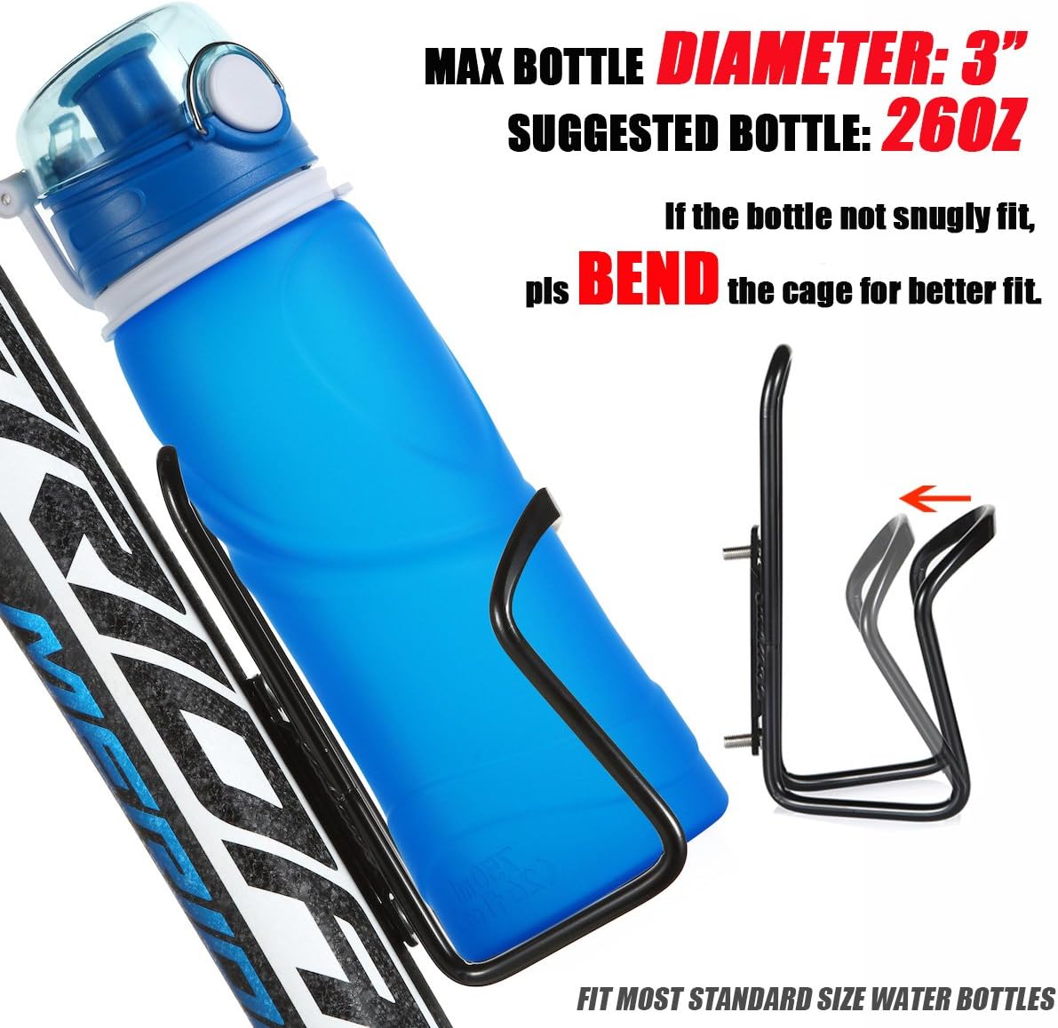 USHAKE Water Bottle Cages, Basic MTB Bike Bicycle Alloy Aluminum Lightweight Water Bottle Holder Cages Brackets(2 Pack- Drilled Holes Required)