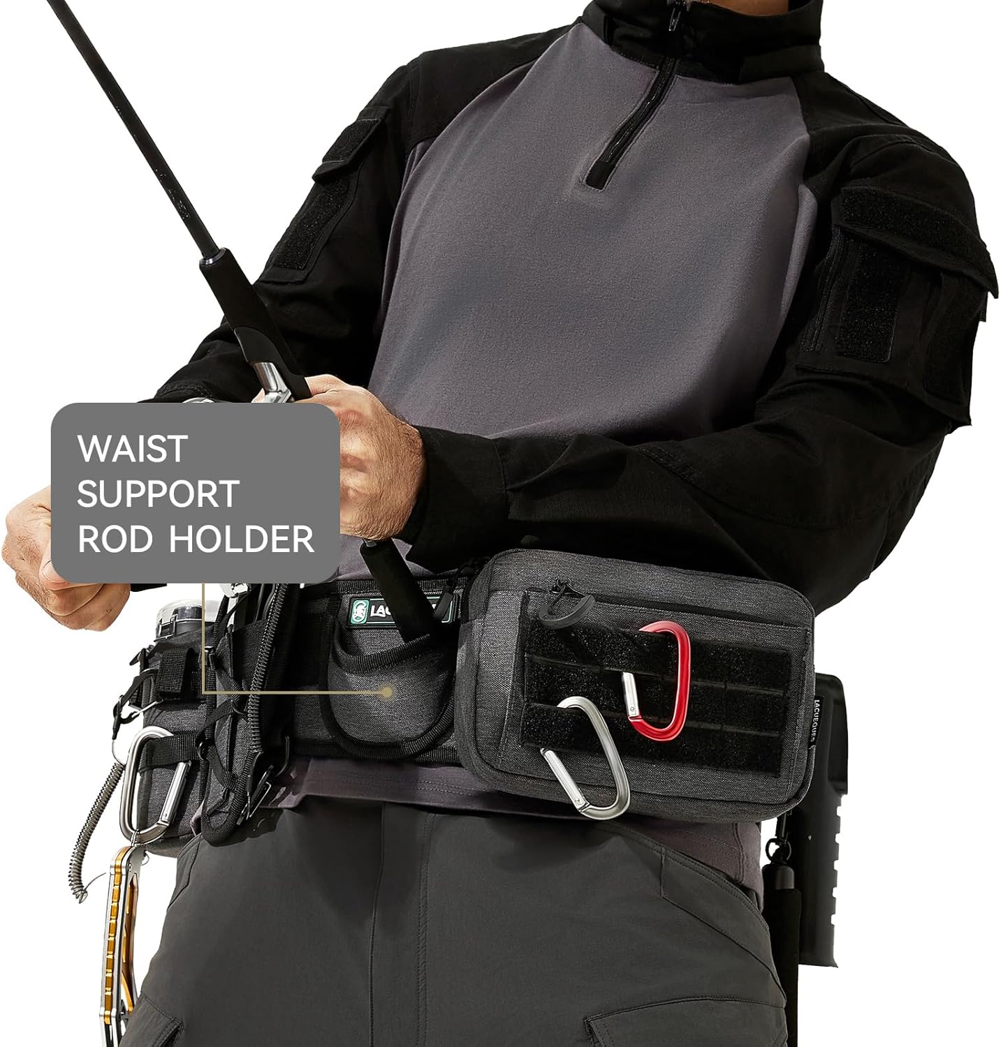 Professional Fishing Belt set Wade Tackle Belt Kit–Detachable Bait/Pliers Pouches, Rod Holder, Insulated Cup Pocket, Multi-Hook Design