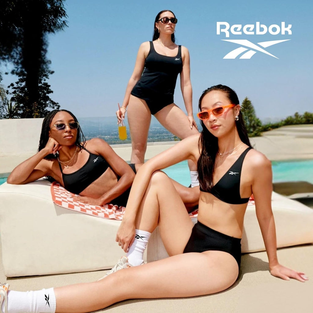 Reebok One Piece Swimsuit Women, Scoop Back High Cut Womens Bathing Suits One Piece, Ladies Athletic Backless Swim Suit