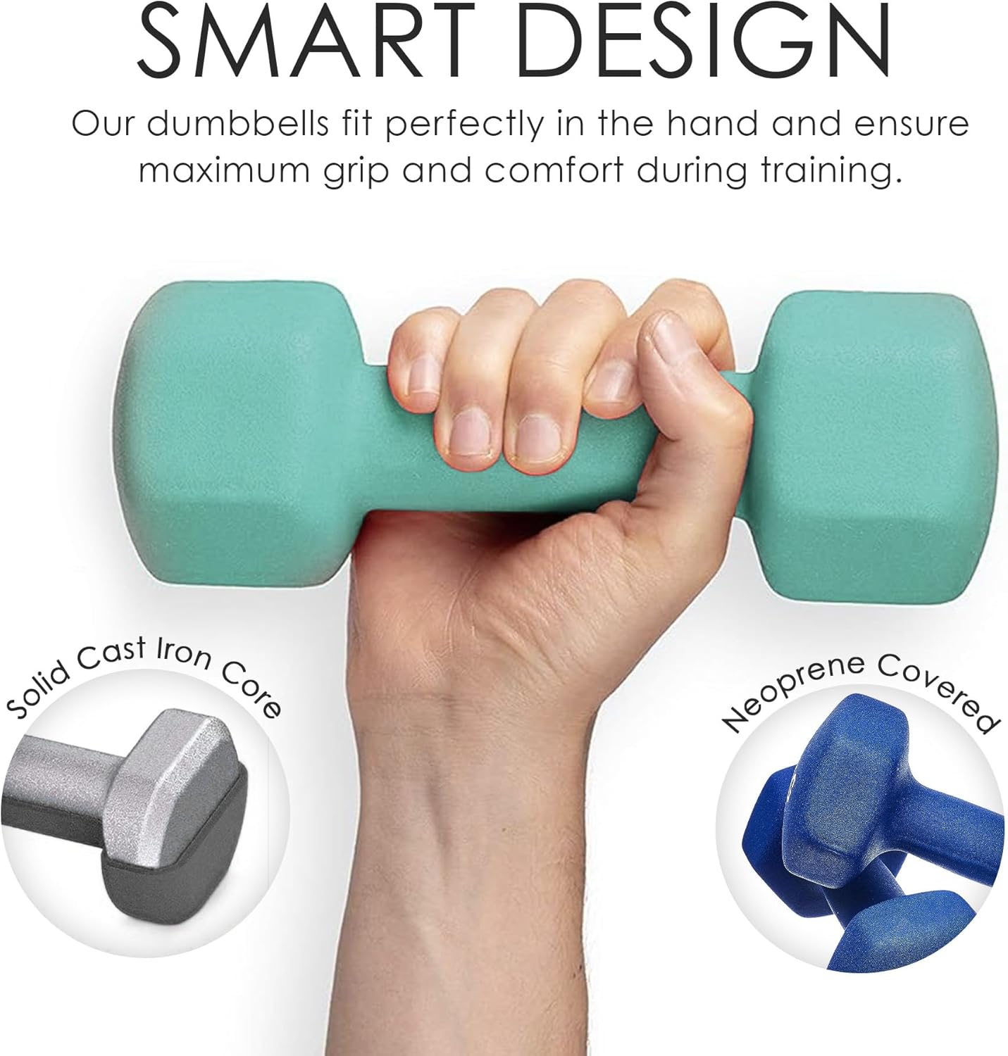 HolaHatha Neoprene Dumbbell Free Hand Weight Set with Rack, Ideal for Home Exercises to Gain Tone and Definition