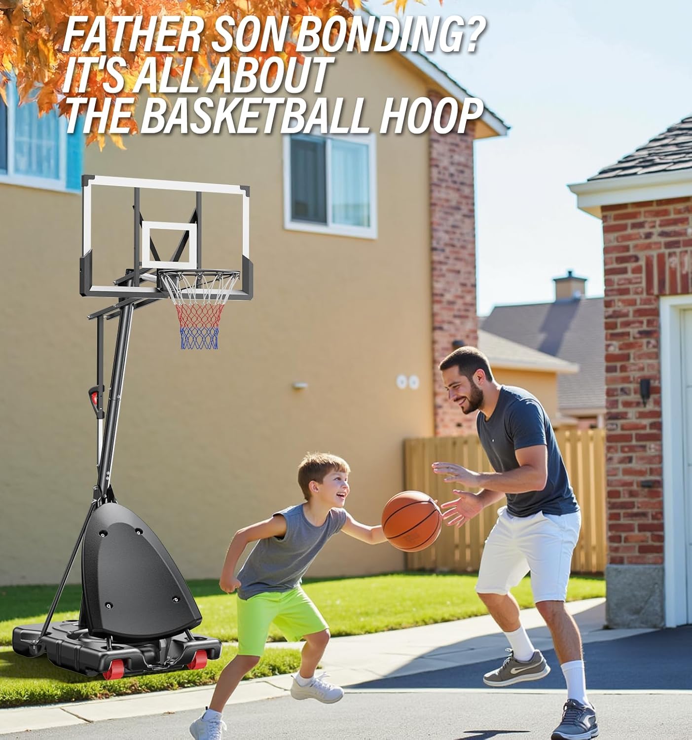 Basketball Hoop Outdoor, 4.4-10 ft Adjustable Height, Portable Basketball Hoop Goal System for Kids Teens and Adults, Weather-Resistant Heavy Base and 45 Inch Shatterproof Backboard
