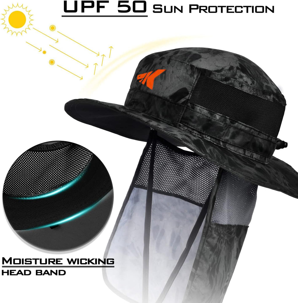 KastKing UPF 50 Boonie Hat Fishing Hat with Removable Neck Flap Sun Hats for Men