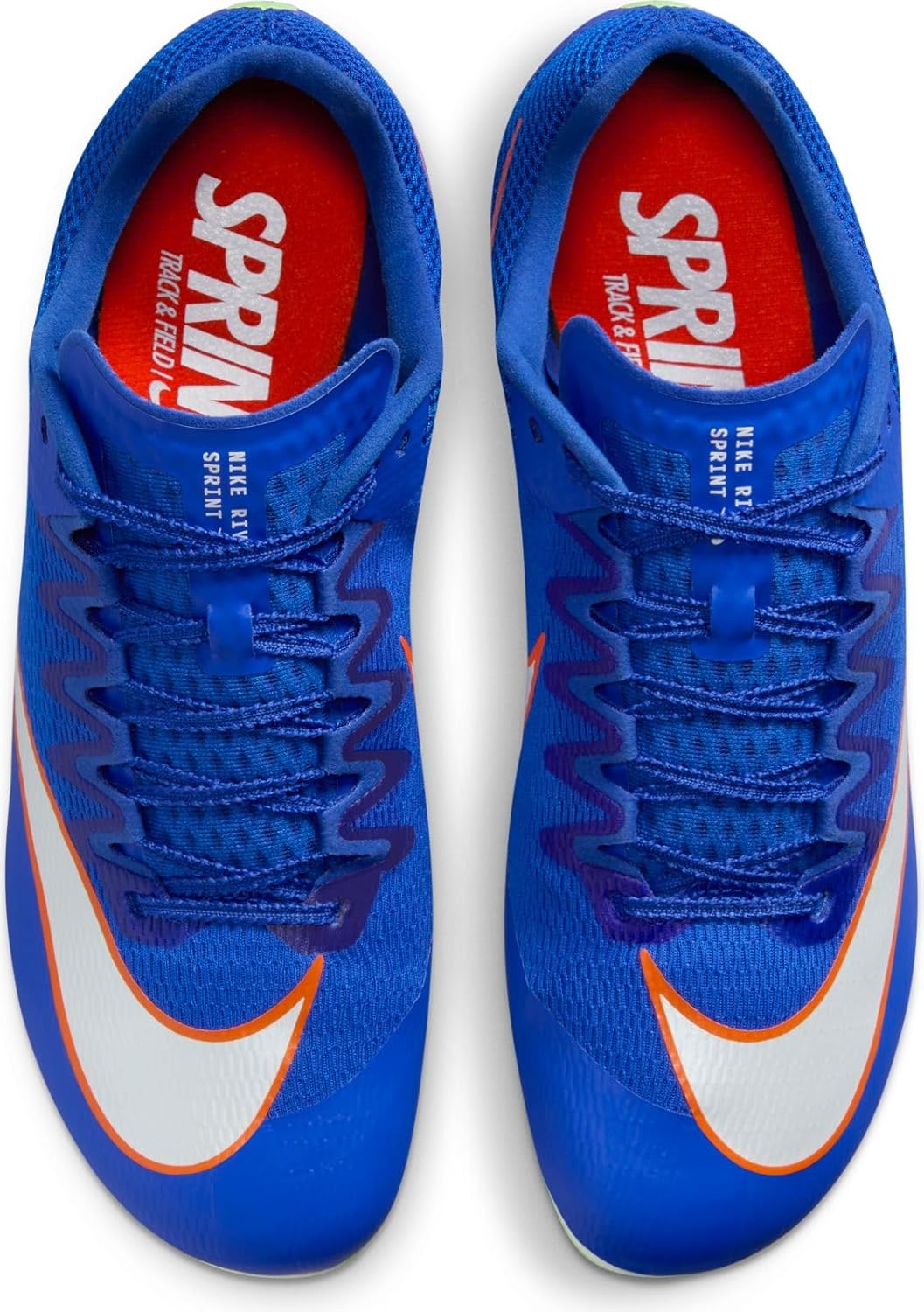 Nike Rival Sprint Track & Field Sprinting Spikes (DC8753-401, Racer Blue/Lime Blast/Safety Orange/White) Size 11