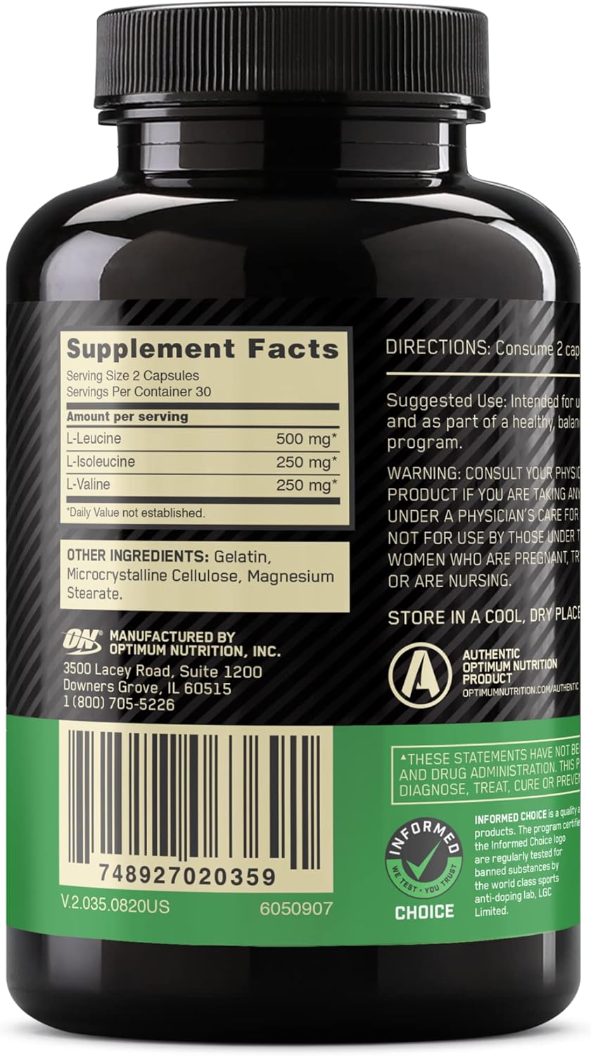 Optimum Nutrition Instantized BCAA Capsules, Keto Friendly Branched Chain Essential Amino Acids, 1000mg, 400 Count