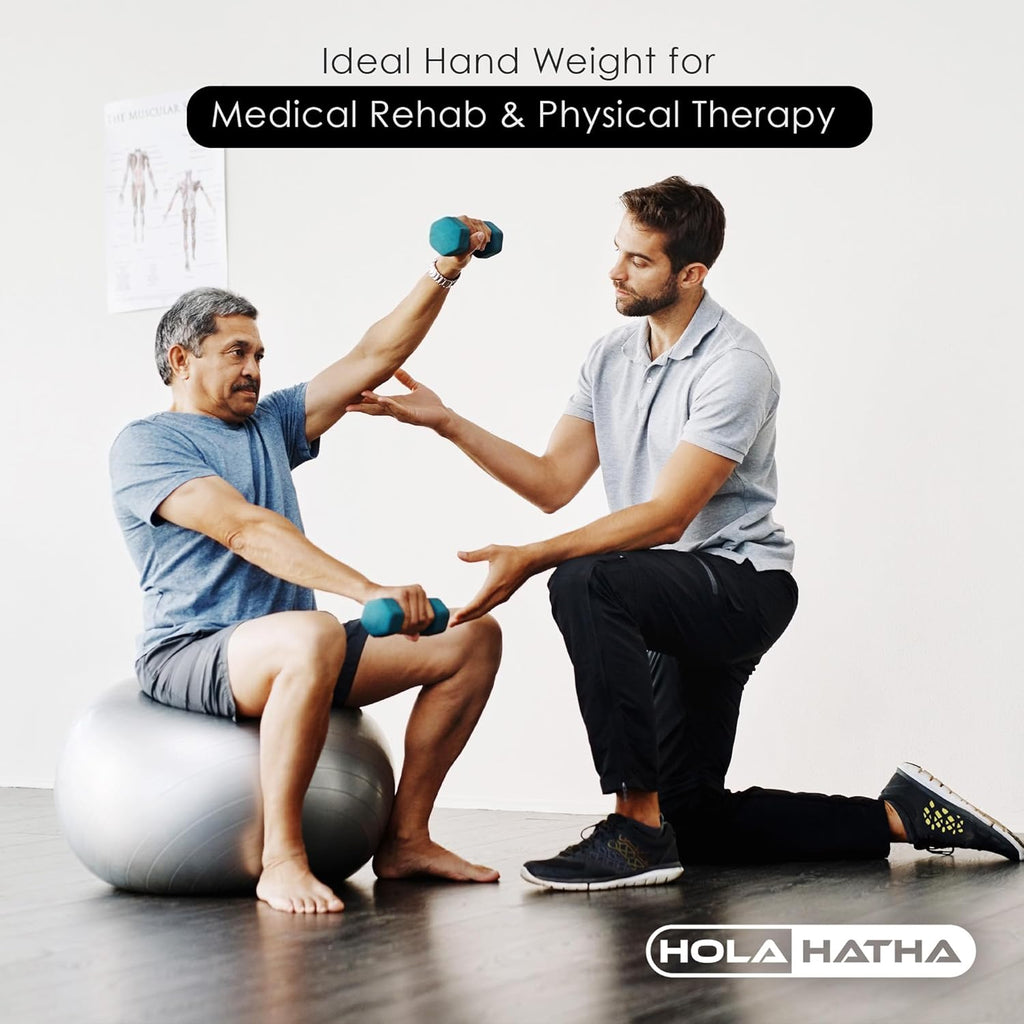 HolaHatha Neoprene Dumbbell Free Hand Weight Set with Rack, Ideal for Home Exercises to Gain Tone and Definition