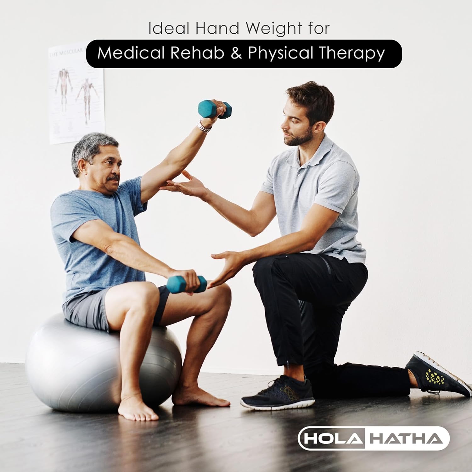 HolaHatha Neoprene Dumbbell Free Hand Weight Set with Rack, Ideal for Home Exercises to Gain Tone and Definition