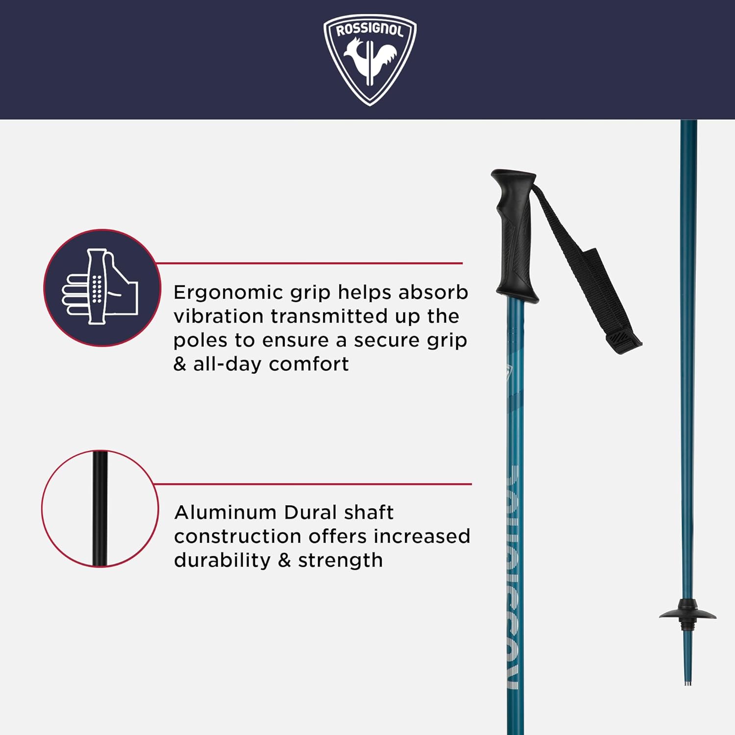 Rossignol Tactic Alpine Ski Poles - Strong, Lightweight Downhill Ski Poles