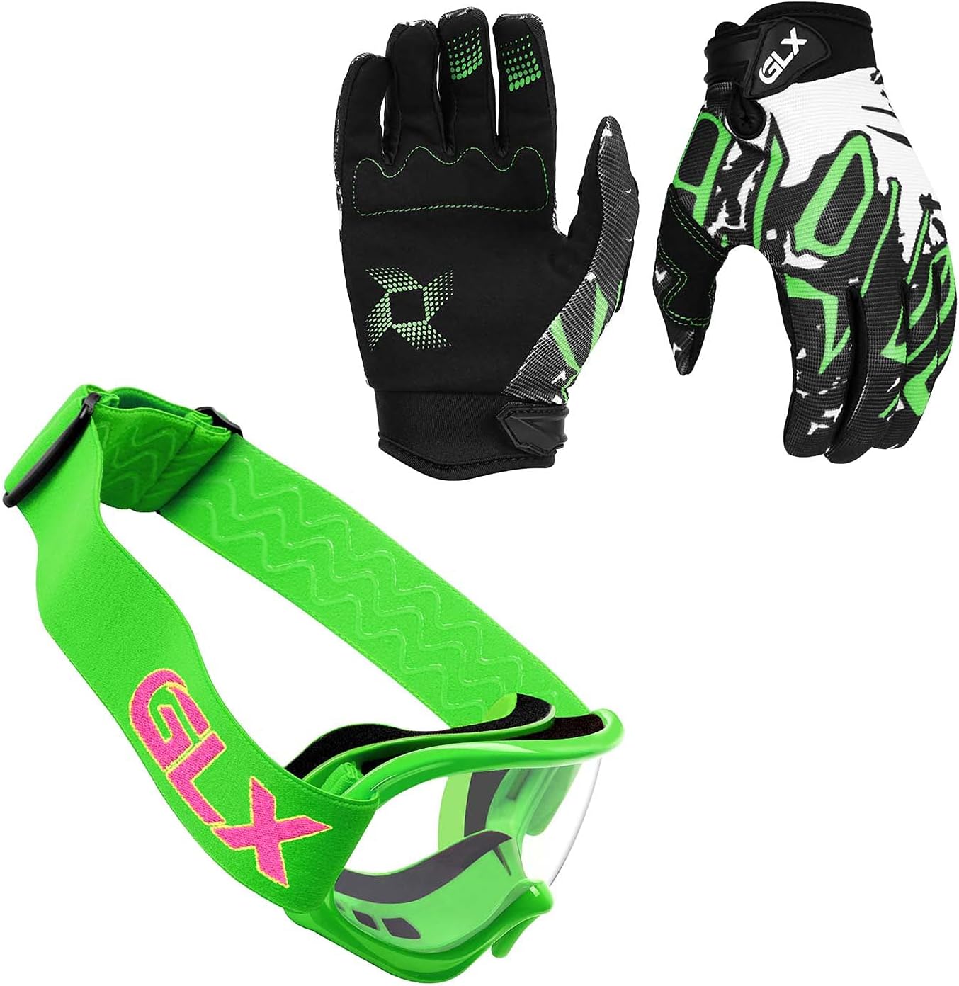 GLX GX623 Youth ATV/Dirt Bike Helmet Combo - Matte Black, Large - DOT