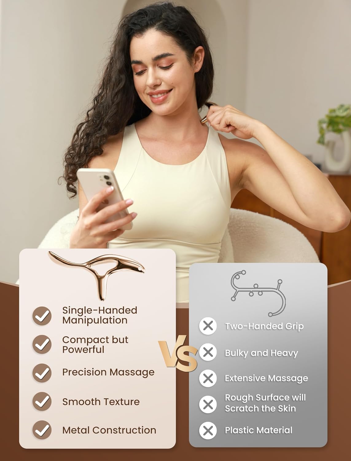 lifechill Trigger Point Massage Tool for Deep Tissue Massage & Gua Sha, Muscle Scraper Tool for Full Body Pain Relief, Thumb Saver Acupressure Tool, FSA HSA Eligible