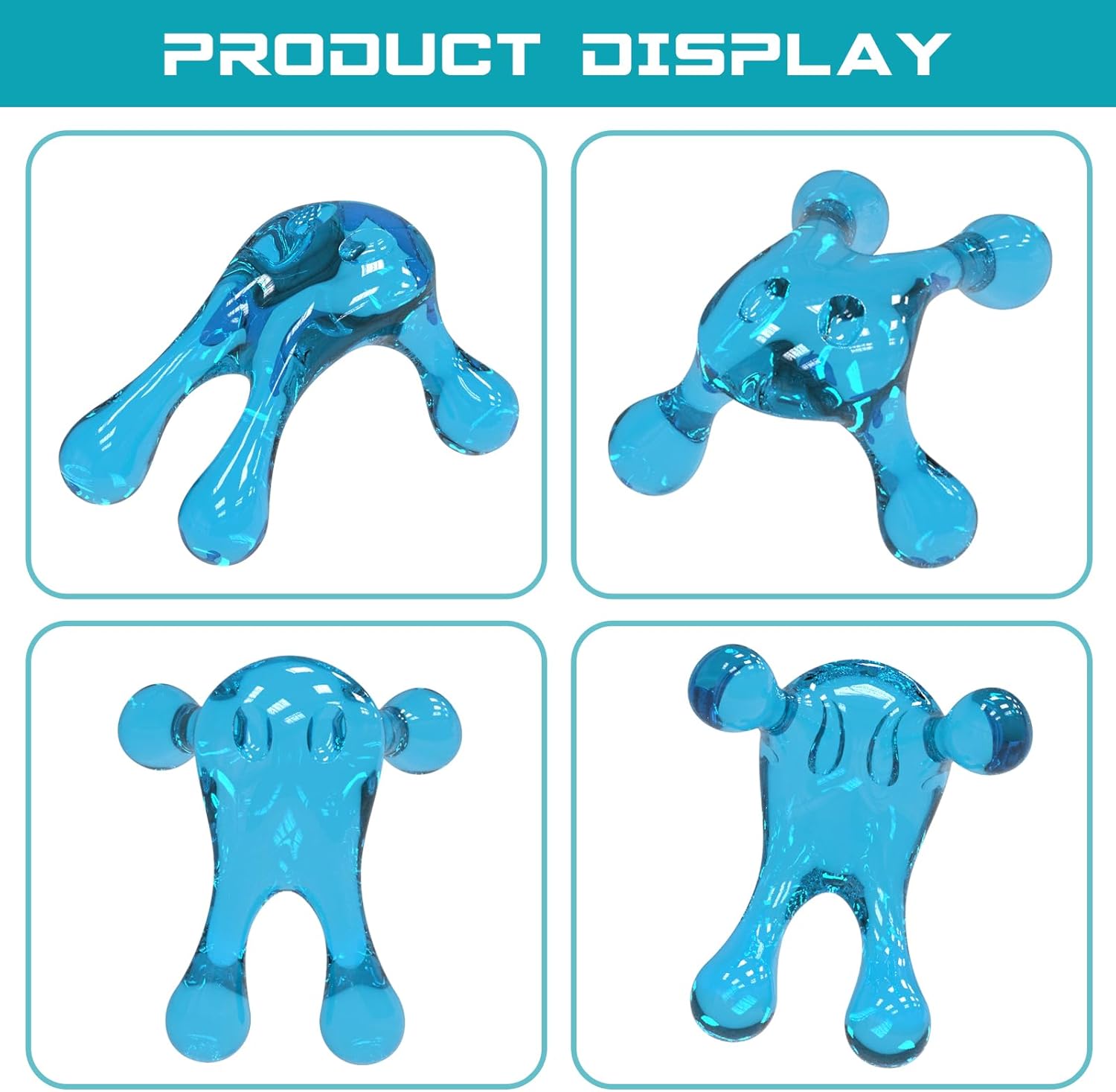 Palm Massage Tool - Easier Grip Massage Handheld Tool, Four-Point Massage Tool, for Deep Tissue Pain Relief (Blue)