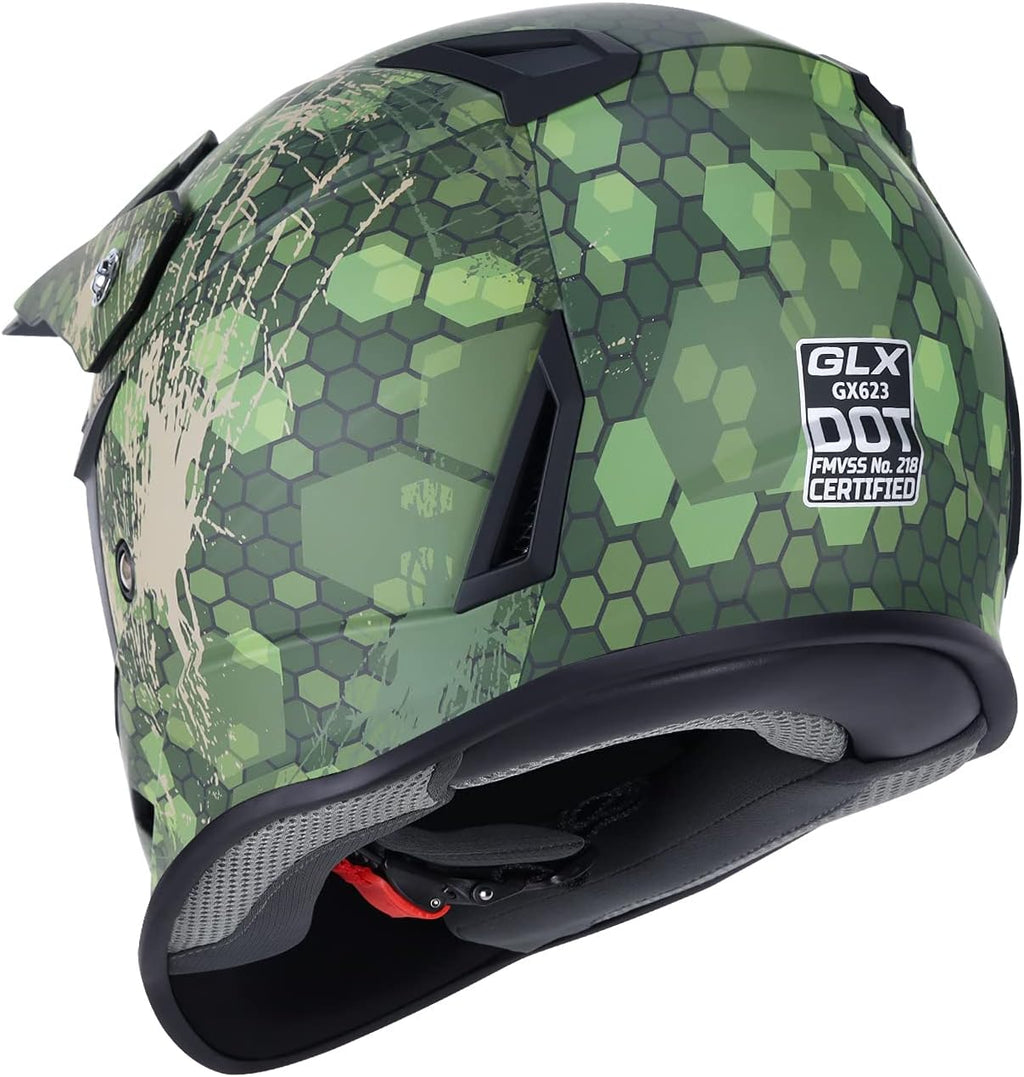 GLX GX623 Youth ATV/Dirt Bike Helmet Combo - Matte Black, Large - DOT