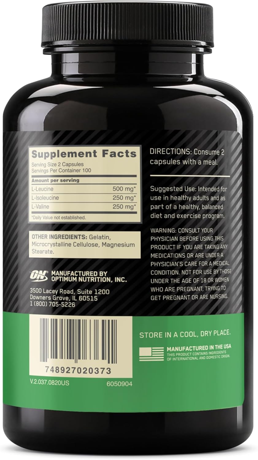 Optimum Nutrition Instantized BCAA Capsules, Keto Friendly Branched Chain Essential Amino Acids, 1000mg, 400 Count