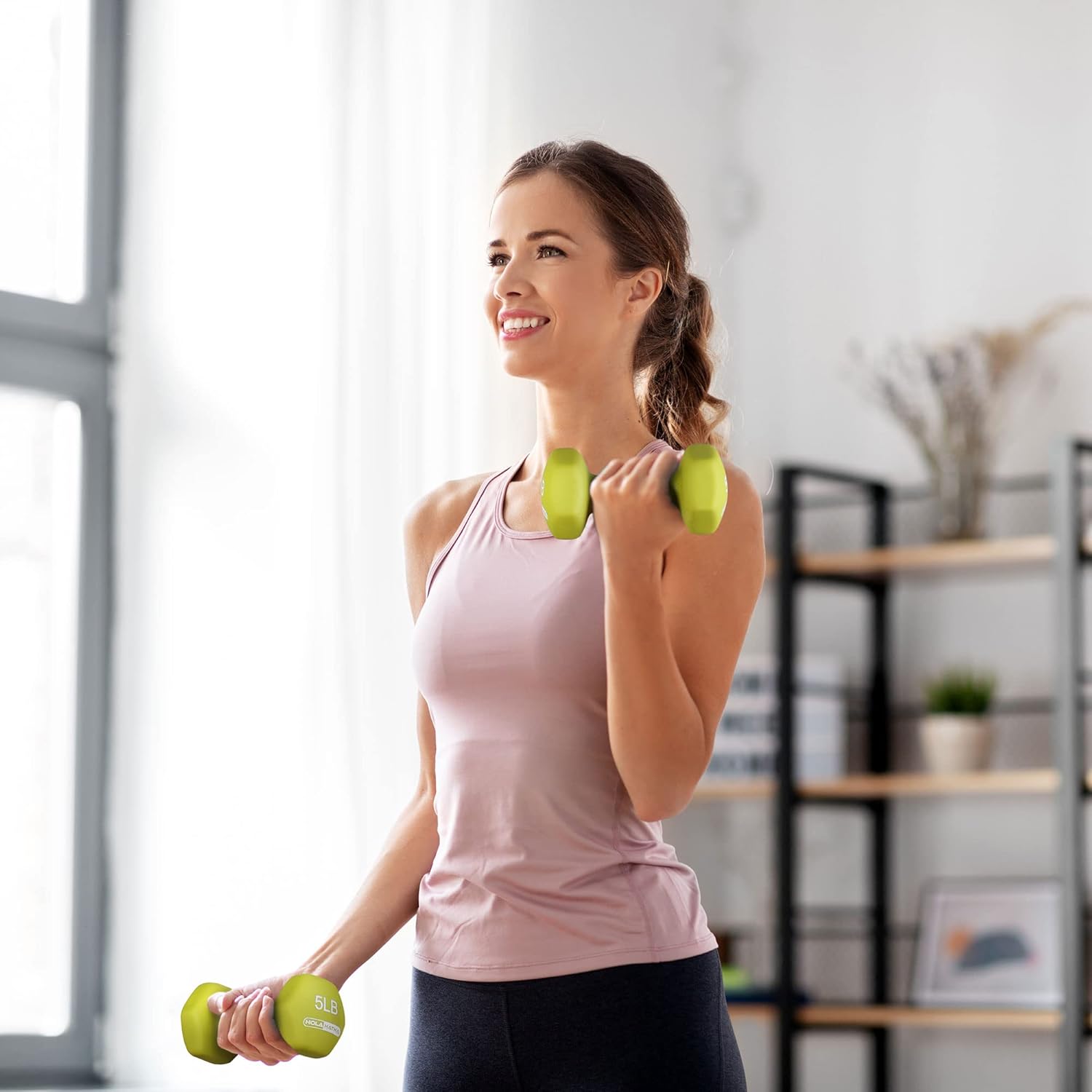 HolaHatha Neoprene Dumbbell Free Hand Weight Set with Rack, Ideal for Home Exercises to Gain Tone and Definition