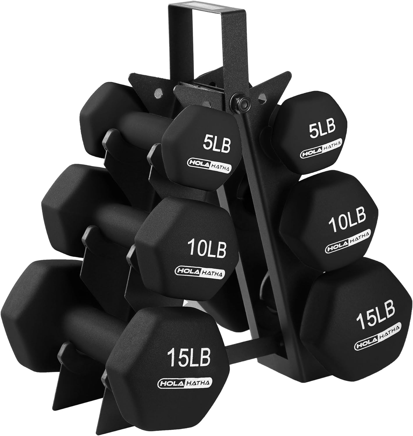 HolaHatha Neoprene Dumbbell Free Hand Weight Set with Rack, Ideal for Home Exercises to Gain Tone and Definition