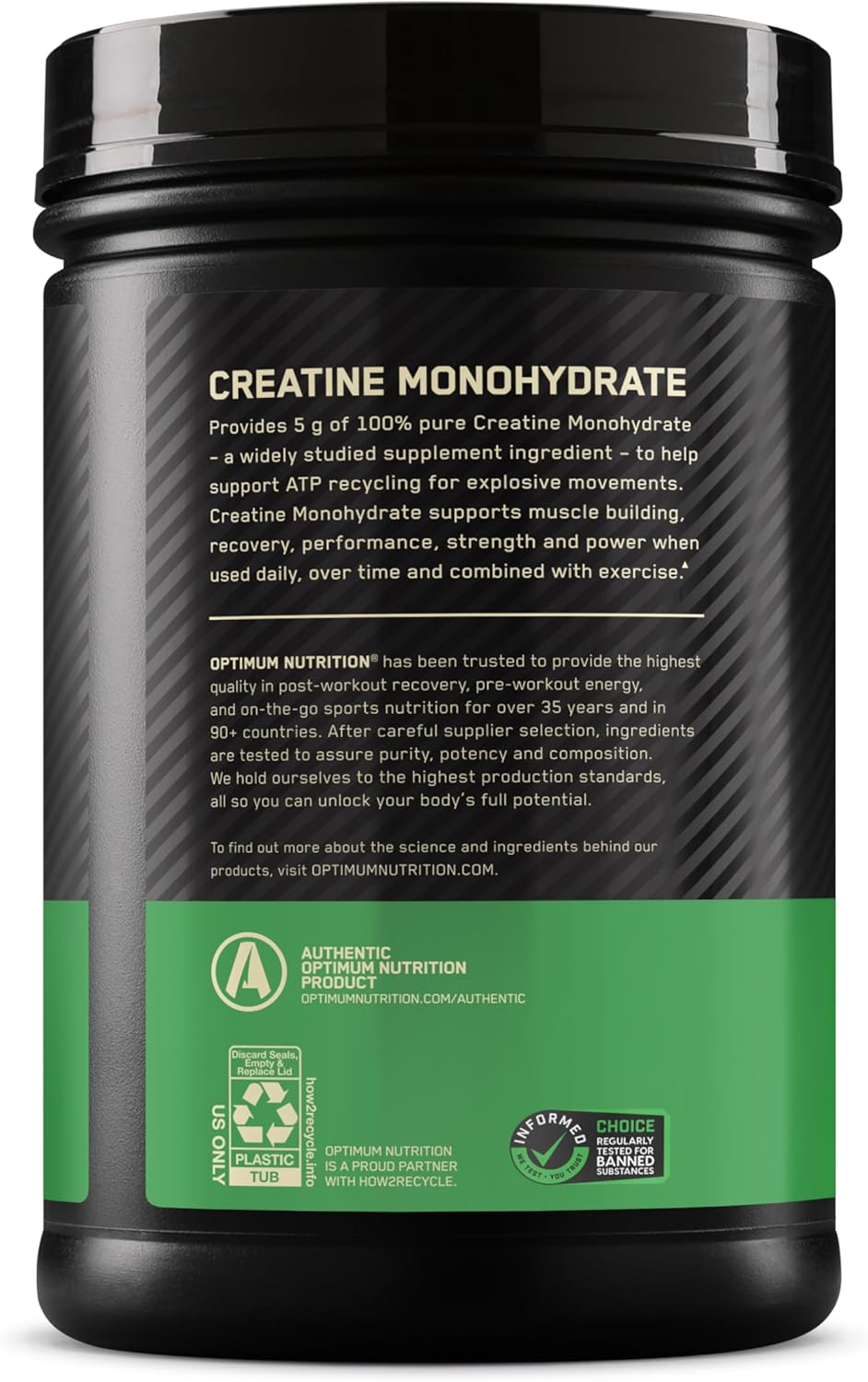 Optimum Nutrition Micronized Creatine Monohydrate Powder, Unflavored, 120 Servings, 600 Grams (Packaging May Vary)