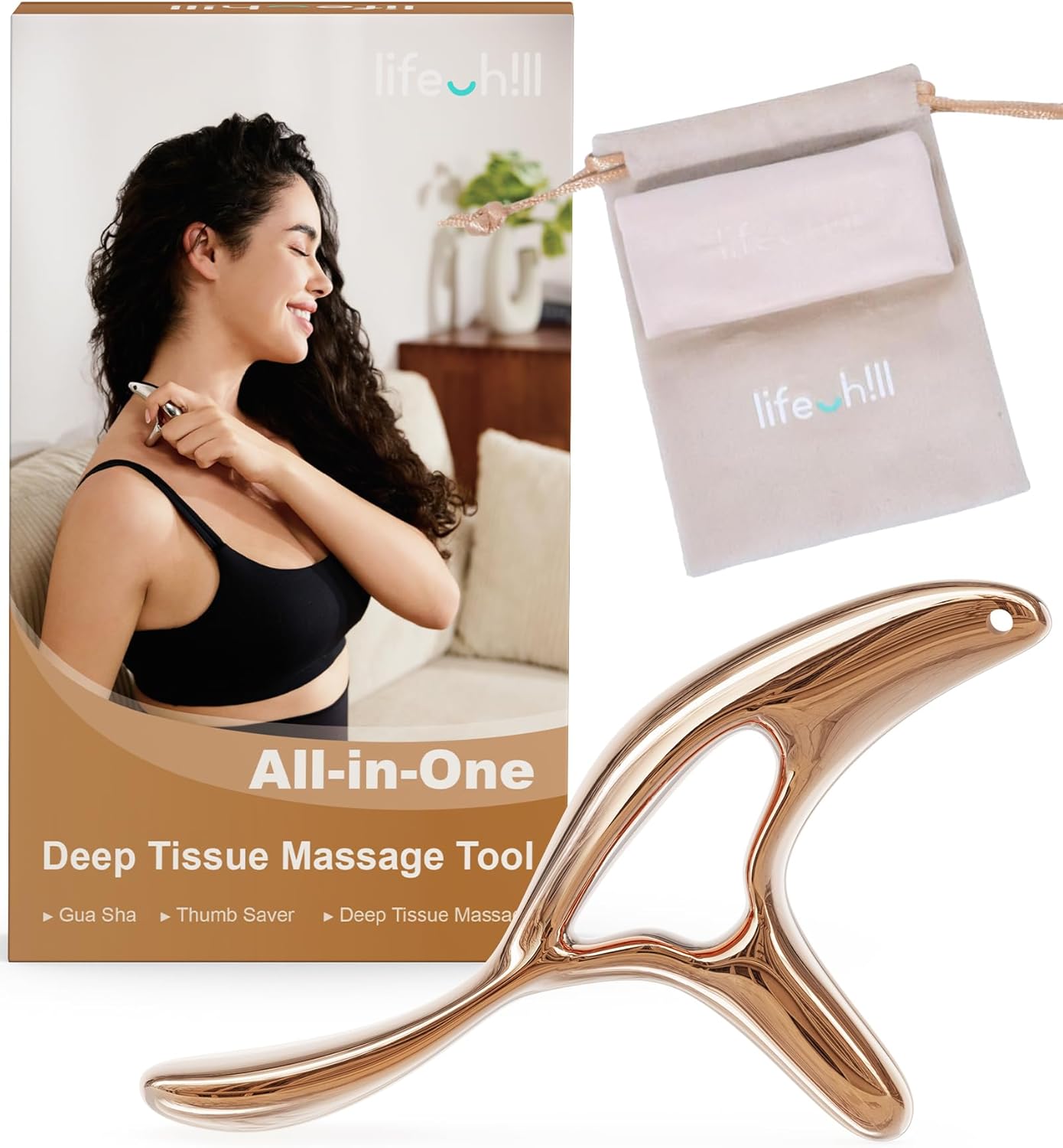 lifechill Trigger Point Massage Tool for Deep Tissue Massage & Gua Sha, Muscle Scraper Tool for Full Body Pain Relief, Thumb Saver Acupressure Tool, FSA HSA Eligible