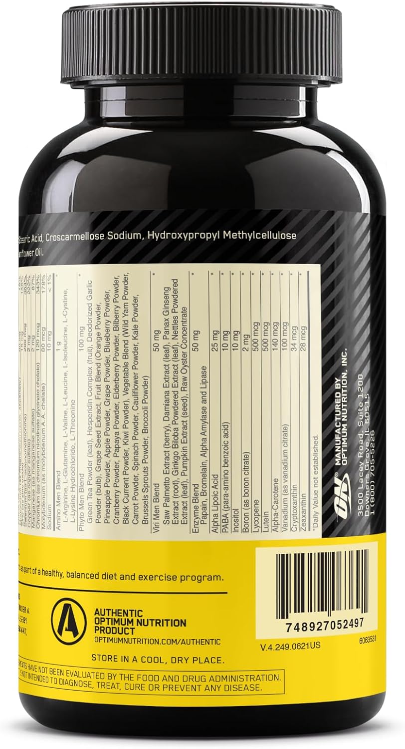 Optimum Nutrition Opti-Men Daily Multivitamin for Men, Immune Support Supplement with Amino Acids, 80 Day Supply, 240 Count, (Packaging May Vary)