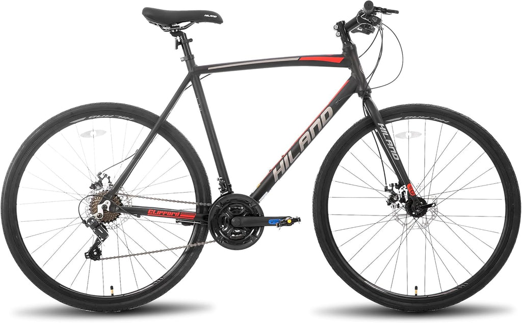 HH HILAND 700C Road Hybrid Bike, 21 speeds Bikes Urban City Commuter Bicycle with Disc Brake for Men Women Adult Comfortable Bicycle