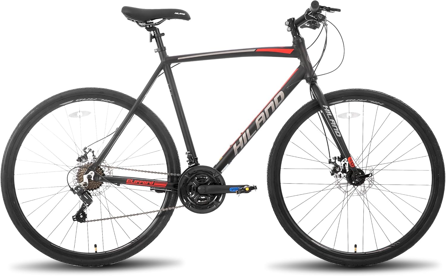 HH HILAND 700C Road Hybrid Bike, 21 speeds Bikes Urban City Commuter Bicycle with Disc Brake for Men Women Adult Comfortable Bicycle