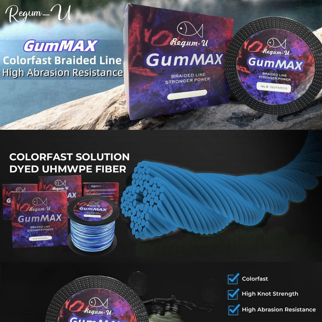 GumMAX 545/1093/1640yds 5-100LB 8X Braided Fishing Line Abrasion Resistant Superline Zero Stretch & Smaller Diameter Confuse & Never Fade in Saltwater and Freshwater