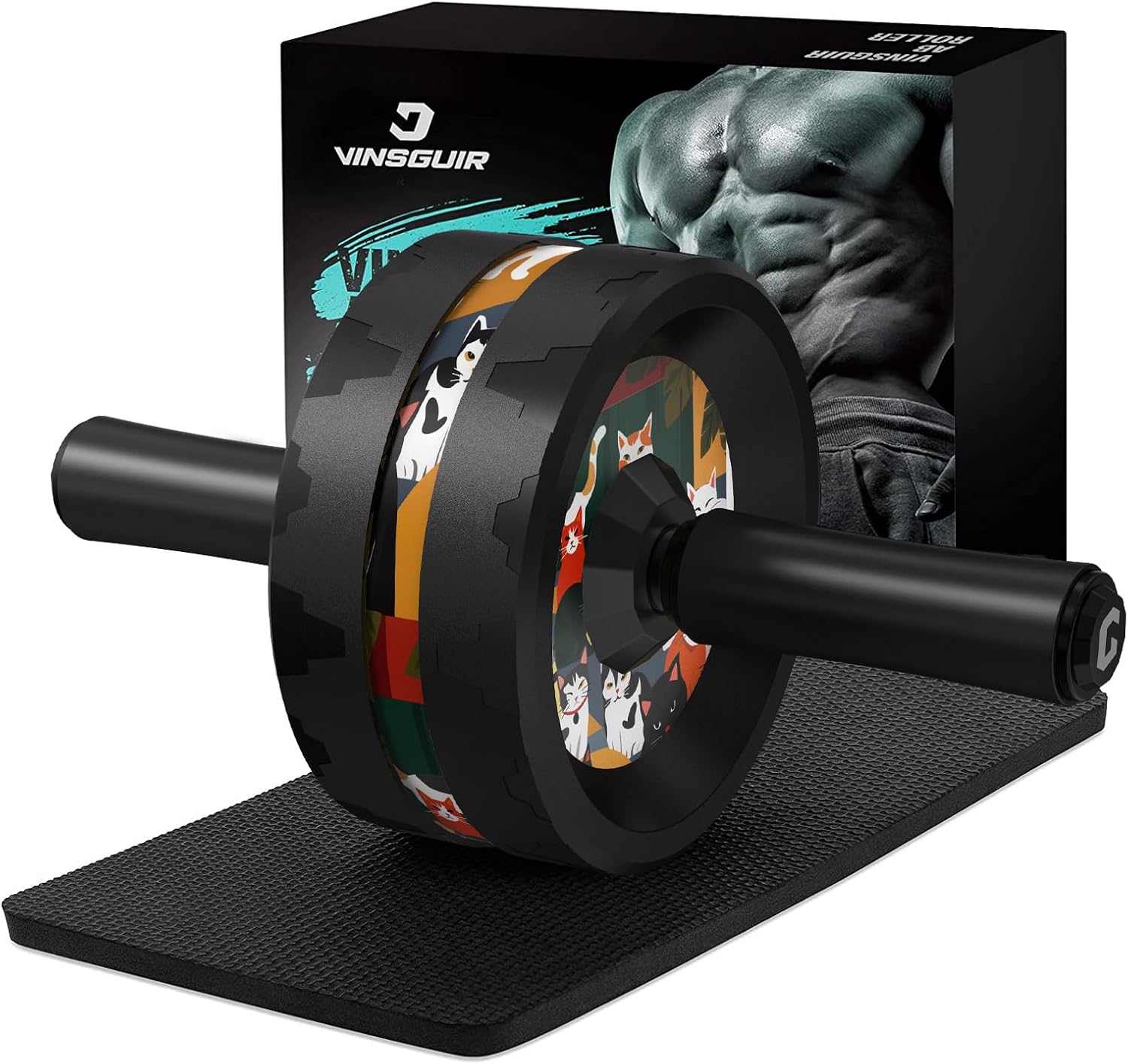 VINSGUIR Ab Roller Wheel, Abs & Core Workout Equipment for Home Gym with Knee Pad Accessories, Abdominal Wheel for Full-body Strength Training