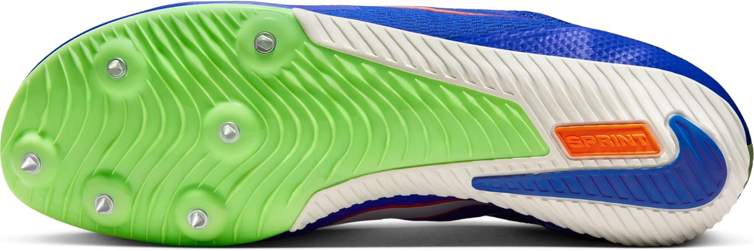 Nike Rival Sprint Track & Field Sprinting Spikes (DC8753-401, Racer Blue/Lime Blast/Safety Orange/White) Size 11