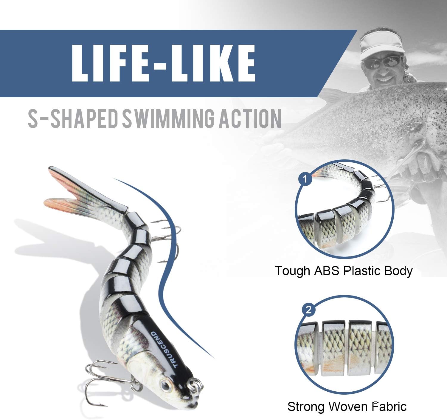 TRUSCEND Easy Catch Swimmax, Magic Noisy Turbulent Wiggling and Vibrating Action for More Bites, Lifelike Fishing Lures for All Species, Swimbait for Relax Family Fishing, Must-Have for Lovely Anglers