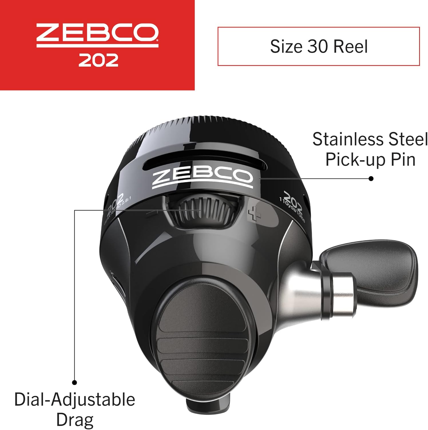 Zebco 202 Spincast Fishing Reel, Right-Hand Retrieve, Durable All-Metal Gears, Stainless Steel Pick-up Pin, Pre-Spooled with 10-Pound Zebco Fishing Line,