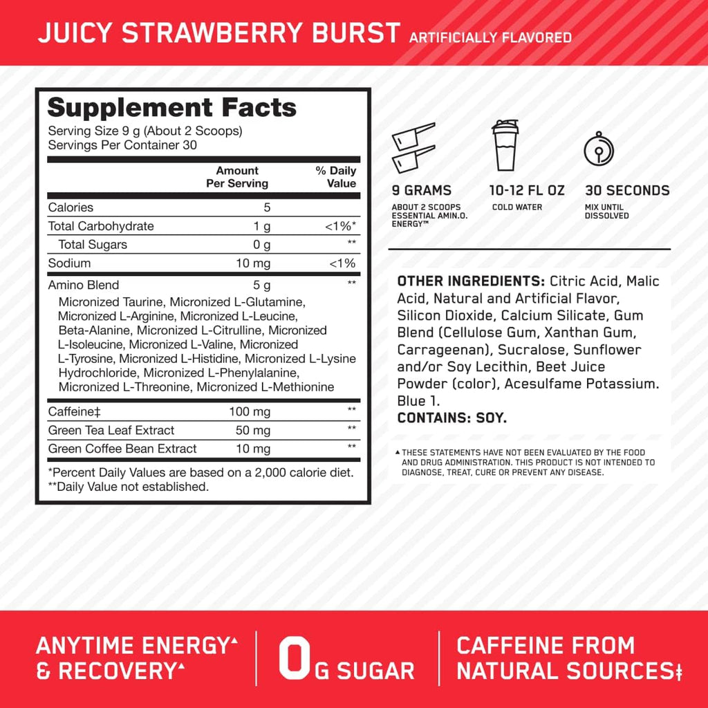 Optimum Nutrition Amino Energy - Pre Workout with Green Tea, BCAA, Amino Acids, Keto Friendly, Green Coffee Extract, Energy Powder - Orange Cooler, 65 Servings (Packaging May Vary)