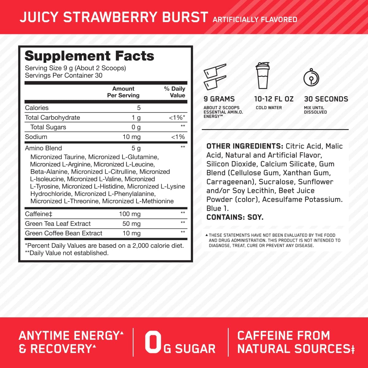 Optimum Nutrition Amino Energy - Pre Workout with Green Tea, BCAA, Amino Acids, Keto Friendly, Green Coffee Extract, Energy Powder - Orange Cooler, 65 Servings (Packaging May Vary)