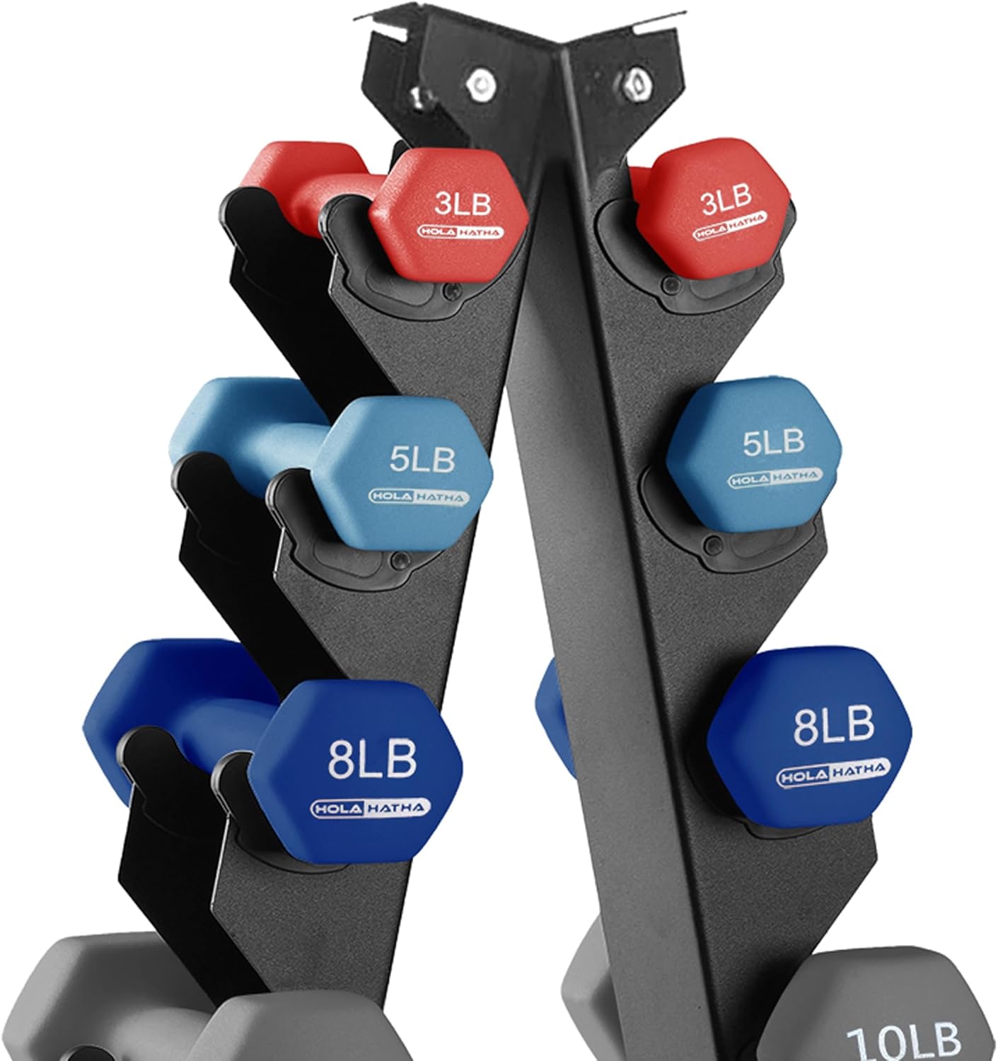 HolaHatha Neoprene Dumbbell Free Hand Weight Set with Rack, Ideal for Home Exercises to Gain Tone and Definition